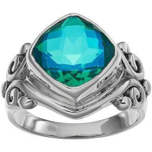 Sterling Silver 10mm Caribbean Quarts ring size 7